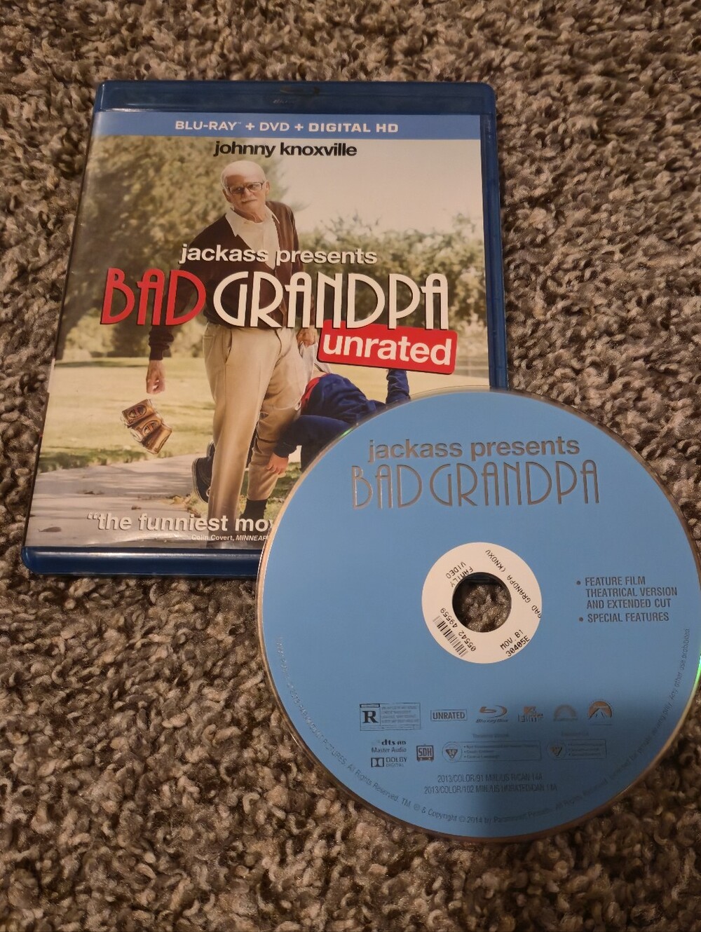 *SALE* Bad Grandpa Unrated Blu-Ray Movie Johnny Knoxville Jackass Rated R